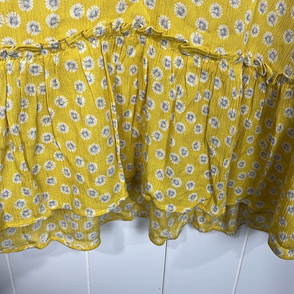 Pleione Womens Top S Yellow Blue Floral Balloon Sleeves Tiered Pullover Boho NWT - Picture 7 of 14